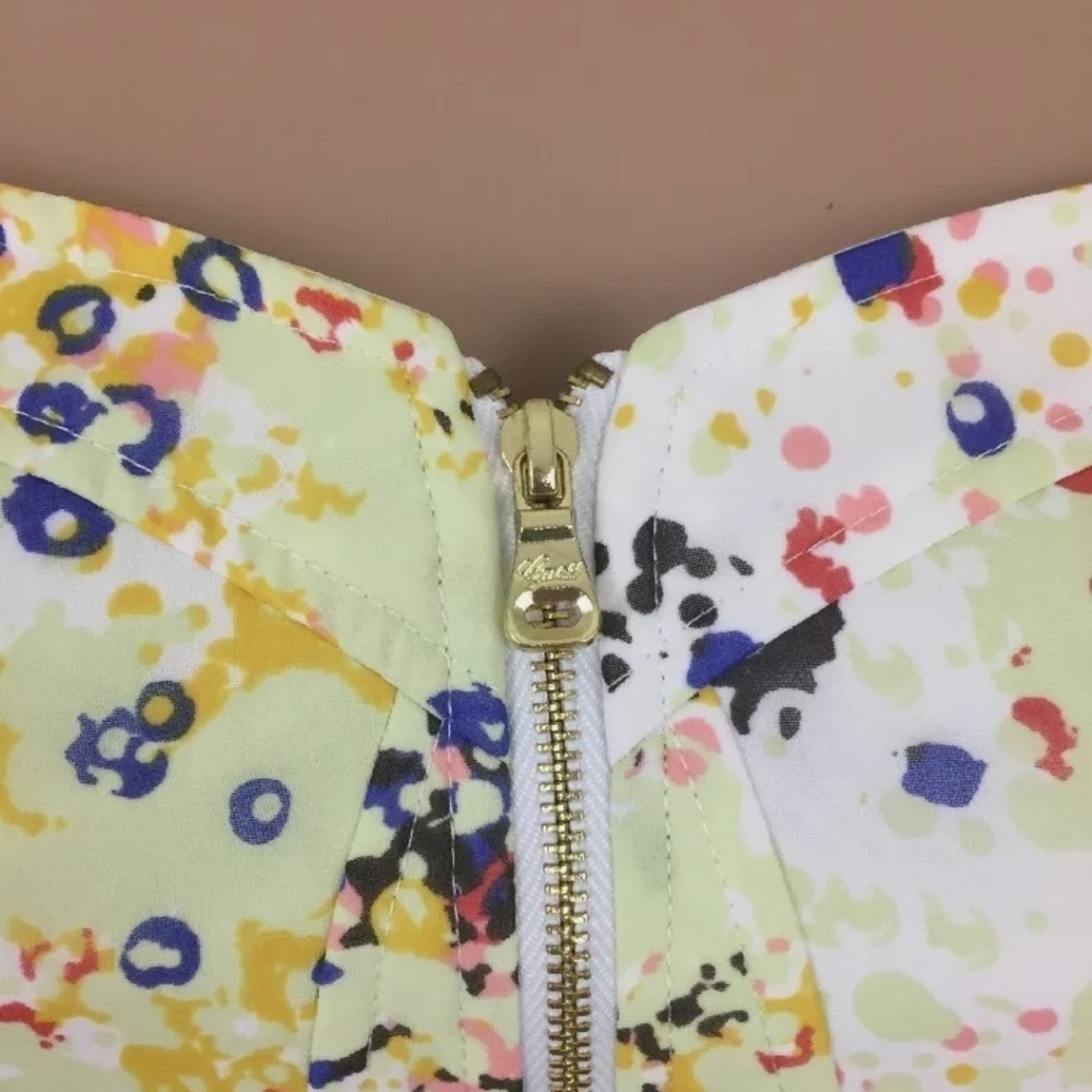Guess LA Dress Sz 6 Cocktail Party Tanya Corset Chiffon Fit n Flare Colorful - Picture 12 of 14